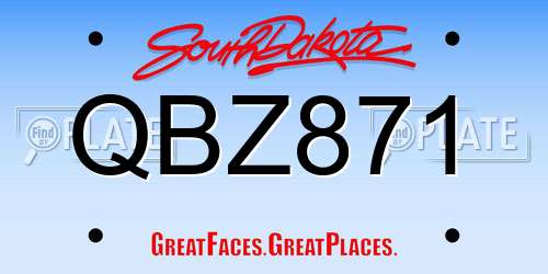 QBZ871 South Dakota License Plate