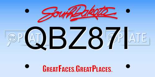 QBZ87I South Dakota License Plate