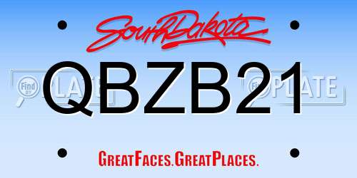 QBZB21 South Dakota License Plate