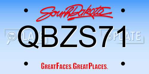 QBZS71 South Dakota License Plate