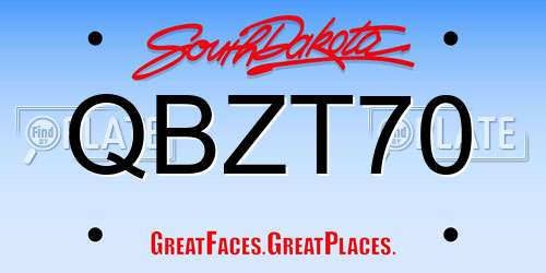 QBZT70 South Dakota License Plate