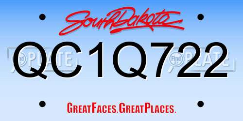 QC1Q722 South Dakota License Plate