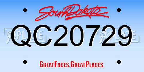 QC20729 South Dakota License Plate