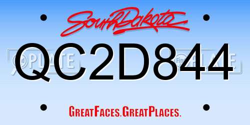 QC2D844 South Dakota License Plate
