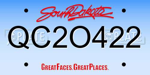 QC2O422 South Dakota License Plate
