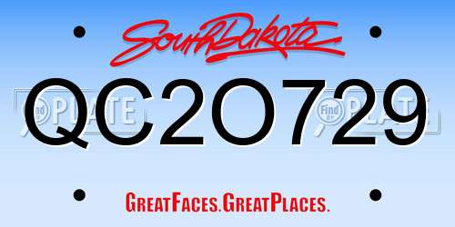 QC2O729 South Dakota License Plate