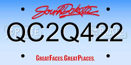 QC2Q422 South Dakota License Plate