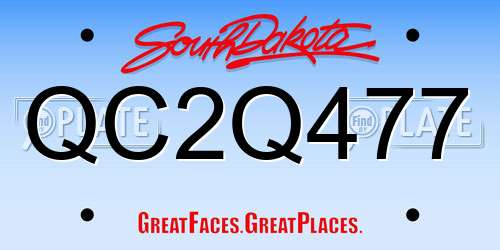 QC2Q477 South Dakota License Plate