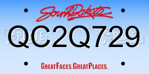 QC2Q729 South Dakota License Plate