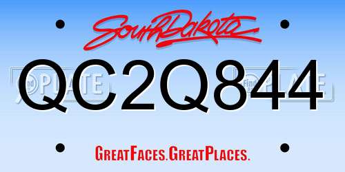 QC2Q844 South Dakota License Plate