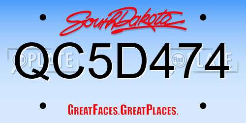 QC5D474 South Dakota License Plate