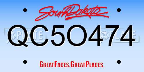 QC5O474 South Dakota License Plate