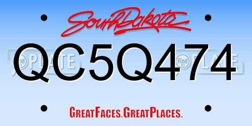 QC5Q474 South Dakota License Plate