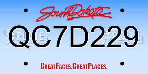QC7D229 South Dakota License Plate