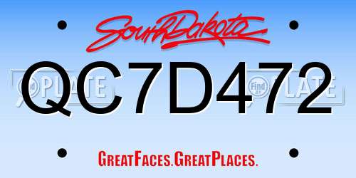 QC7D472 South Dakota License Plate
