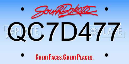 QC7D477 South Dakota License Plate