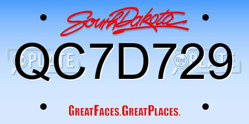 QC7D729 South Dakota License Plate