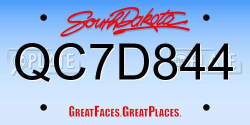 QC7D844 South Dakota License Plate
