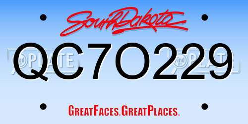 QC7O229 South Dakota License Plate