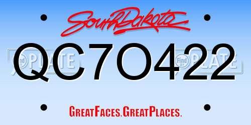 QC7O422 South Dakota License Plate