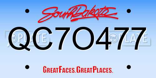 QC7O477 South Dakota License Plate