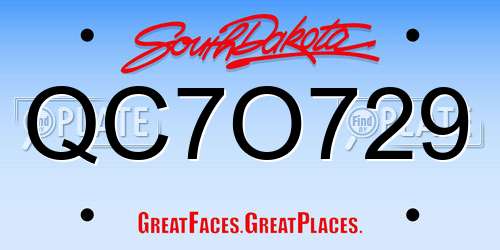 QC7O729 South Dakota License Plate