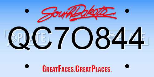 QC7O844 South Dakota License Plate
