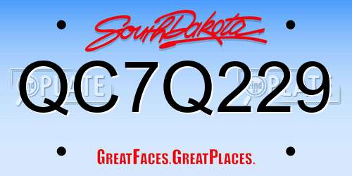 QC7Q229 South Dakota License Plate