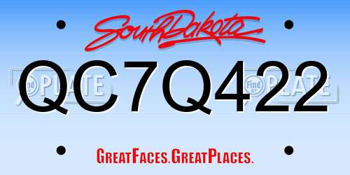 QC7Q422 South Dakota License Plate