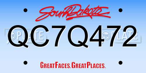 QC7Q472 South Dakota License Plate