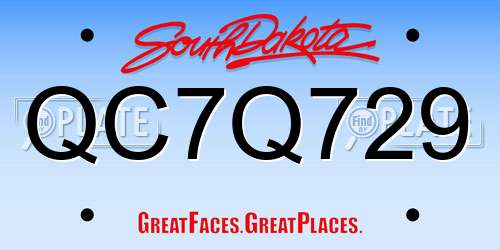 QC7Q729 South Dakota License Plate