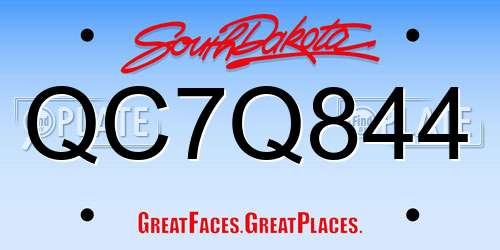 QC7Q844 South Dakota License Plate