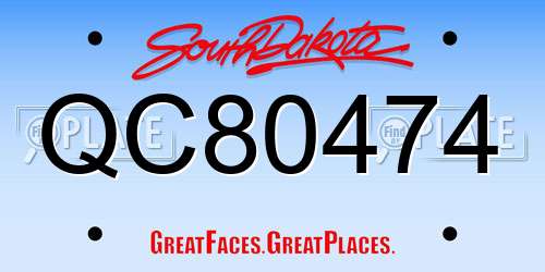 QC80474 South Dakota License Plate