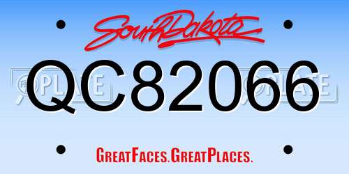 QC82066 South Dakota License Plate