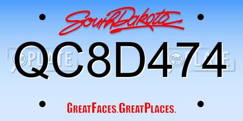 QC8D474 South Dakota License Plate