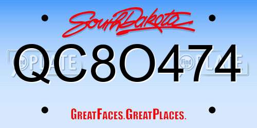 QC8O474 South Dakota License Plate