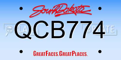 QCB774 South Dakota License Plate