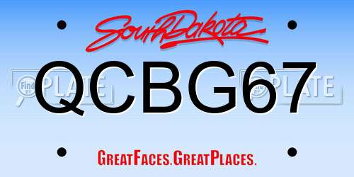 QCBG67 South Dakota License Plate