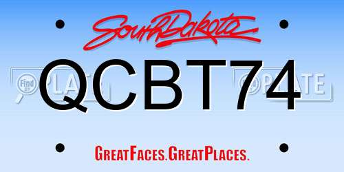 QCBT74 South Dakota License Plate