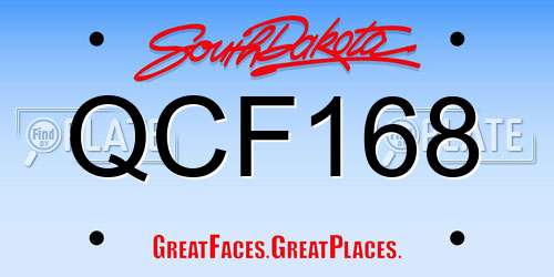 QCF168 South Dakota License Plate
