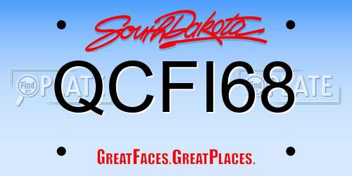 QCFI68 South Dakota License Plate