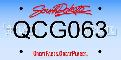 QCG063 South Dakota License Plate