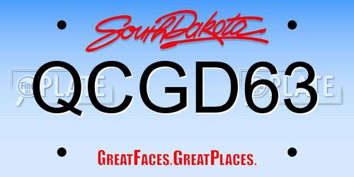 QCGD63 South Dakota License Plate