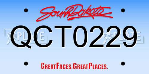 QCT0229 South Dakota License Plate