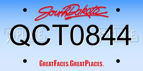 QCT0844 South Dakota License Plate