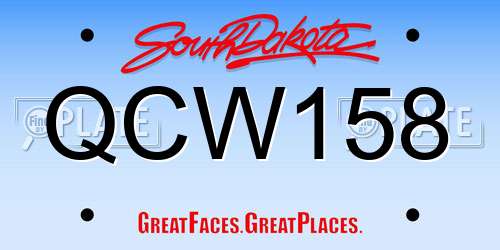 QCW158 South Dakota License Plate