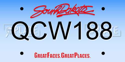 QCW188 South Dakota License Plate