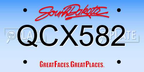 QCX582 South Dakota License Plate