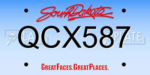 QCX587 South Dakota License Plate