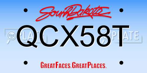 QCX58T South Dakota License Plate
